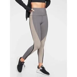 Athleta Women's Spar Colorblock High Rise Gray Leggings Size Small Athletic